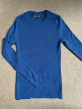NEW Blue Ribbed Top - Size 8-10 Uk, Stretchy Skinny Rib Jumper , Primark