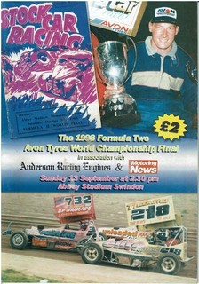 FORMULA TWO STOCK CAR WORLD CHAMPIONSHIP PROGRAMME SWINDON SEPTEMBER 1998