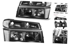 Pair of Headlights Compatible With 04-12 Black/Clear Lens/Clear