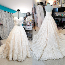 Vintage Lace Wedding Dresses Off Shoulder Appliques Sweep Train Bridal Gowns