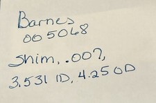 NEW REPLACES BARNES 005068 SHIM, .007, 3.531 ID, 4.25 OD