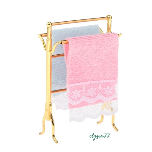 1:12 Accessories Scale Dollhouse Miniature Bathroom Towels Rack Set Furniture - Picture 2 of 6