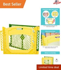 Colorful 2-Panel Play Yard Extension with Door - Durable Indoor  Outdoor Use