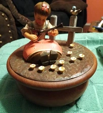 VTG Anri Thorens Revolving Music Box Laras Theme Hand Carved Hand Painted Swiss