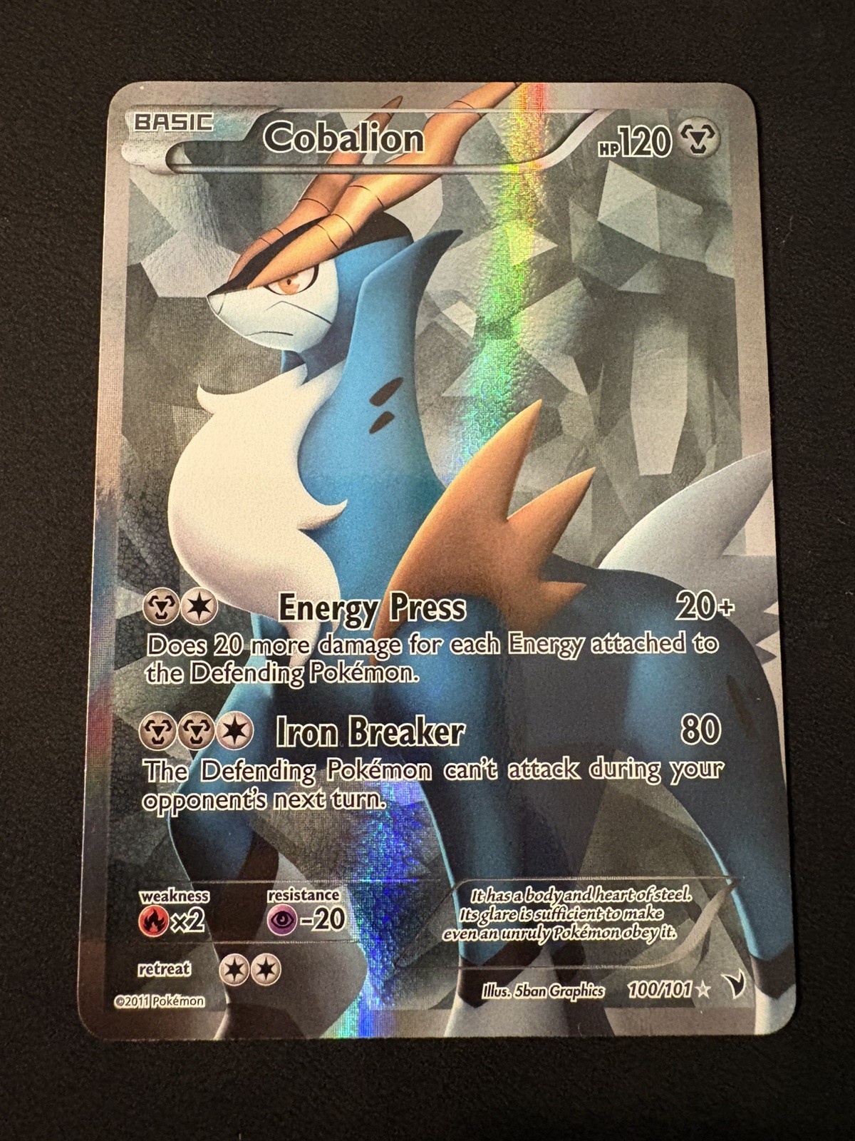 Pokemon Black And White  Noble Victories Cobalion 100/101 Full Art