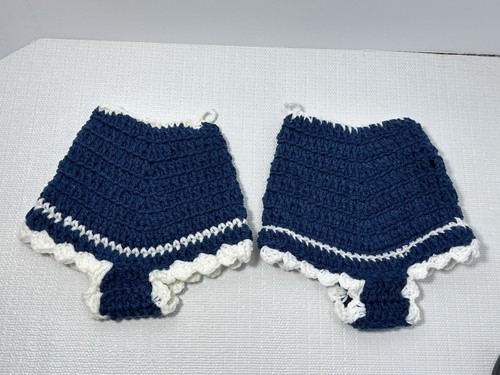 Hand Crocheted Double Thick Hot Pad Pot Holder Pair VTG Granny Core Underwear