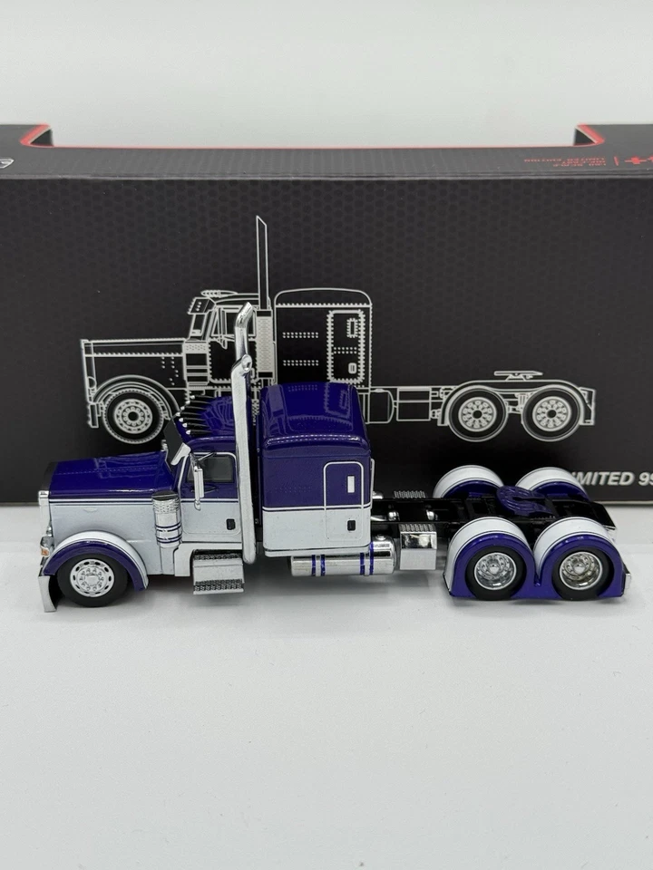 596 The Classic Peterbilt 379 Custom Semi Truck Purple White 1:64 Diecast Model - Image 2 of 4