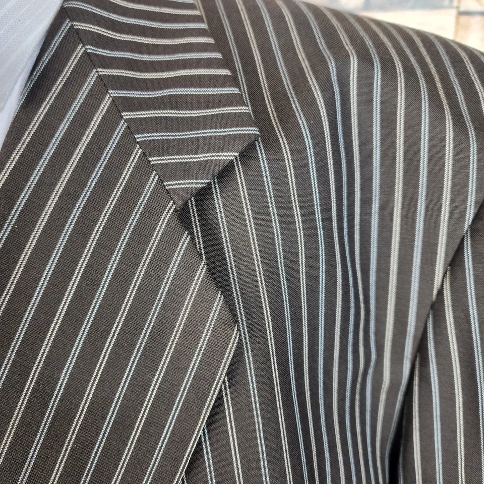 Traje Tom James Innocenti 2 Piezas Para Hombre 50L 40X31 Marrón Rayas SV A Medida Foto 2 de 4