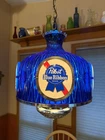 Vintage  PABST Blue Ribbon Beer PBR Hanging Ceiling Light Bar Pub Man Cave