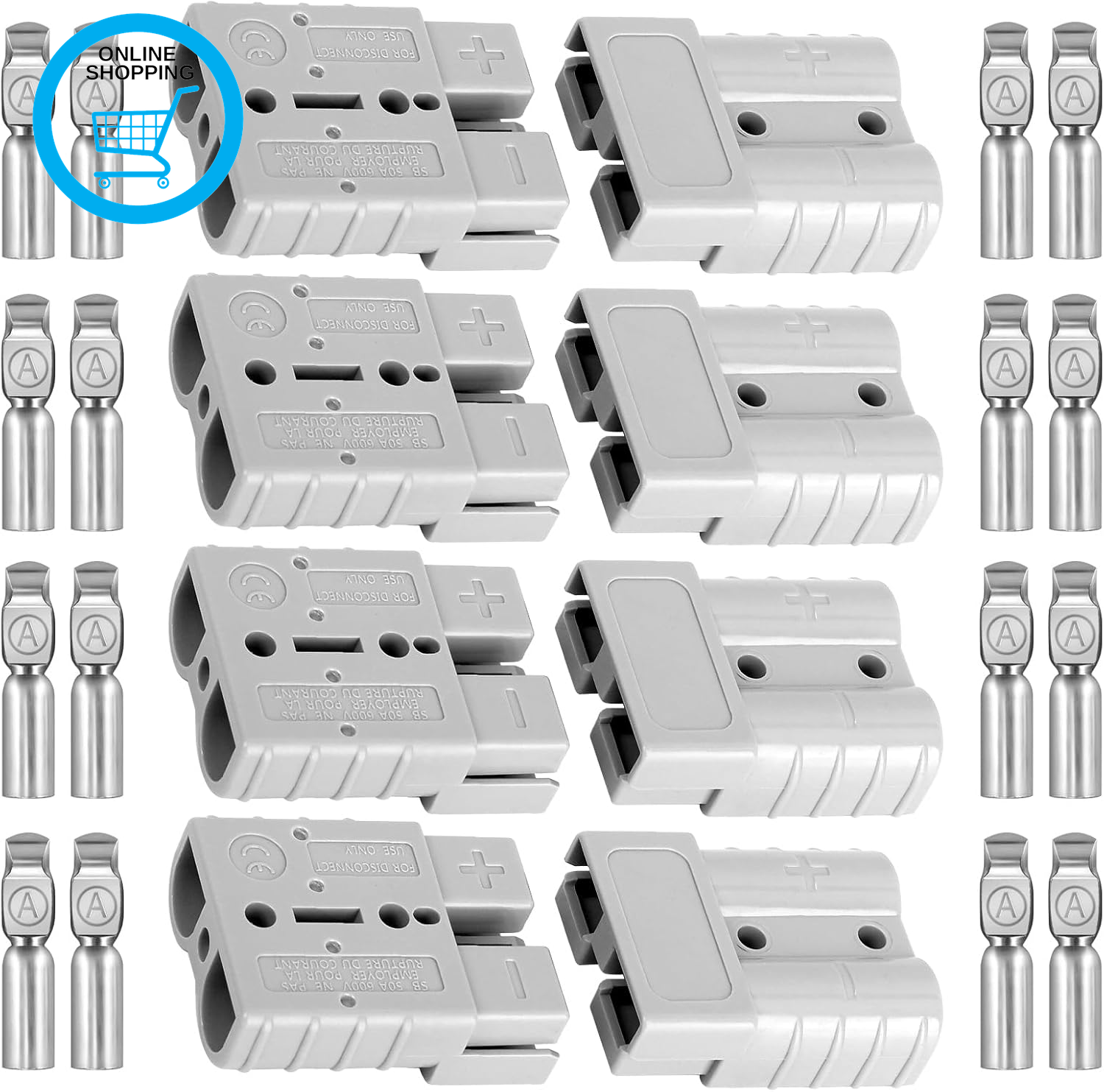 8Pcs 50A 24V/600V Battery Quick Connector for Anderson Powerpole, 50 Amp Quick D