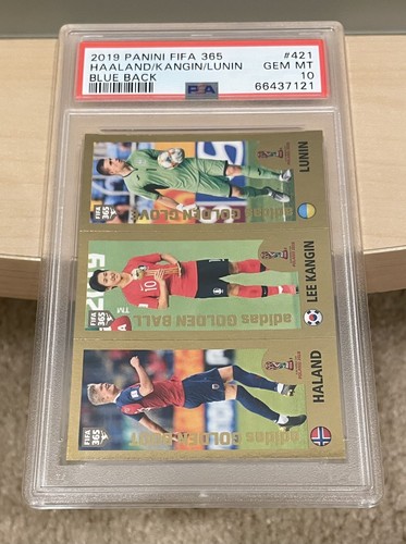 2019 Panini FIFA 365 Erling Haaland Rookie RC Blue Back #421 PSA 10 Gem Mint