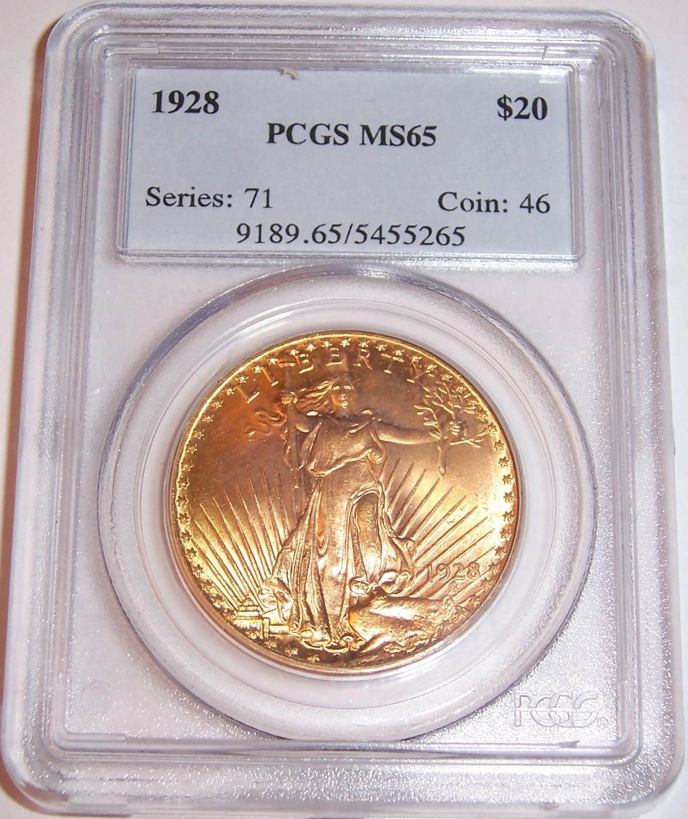 1928 $20 Philadelphia GEM St Gaudens Double Eagle PCGS MS65!!!