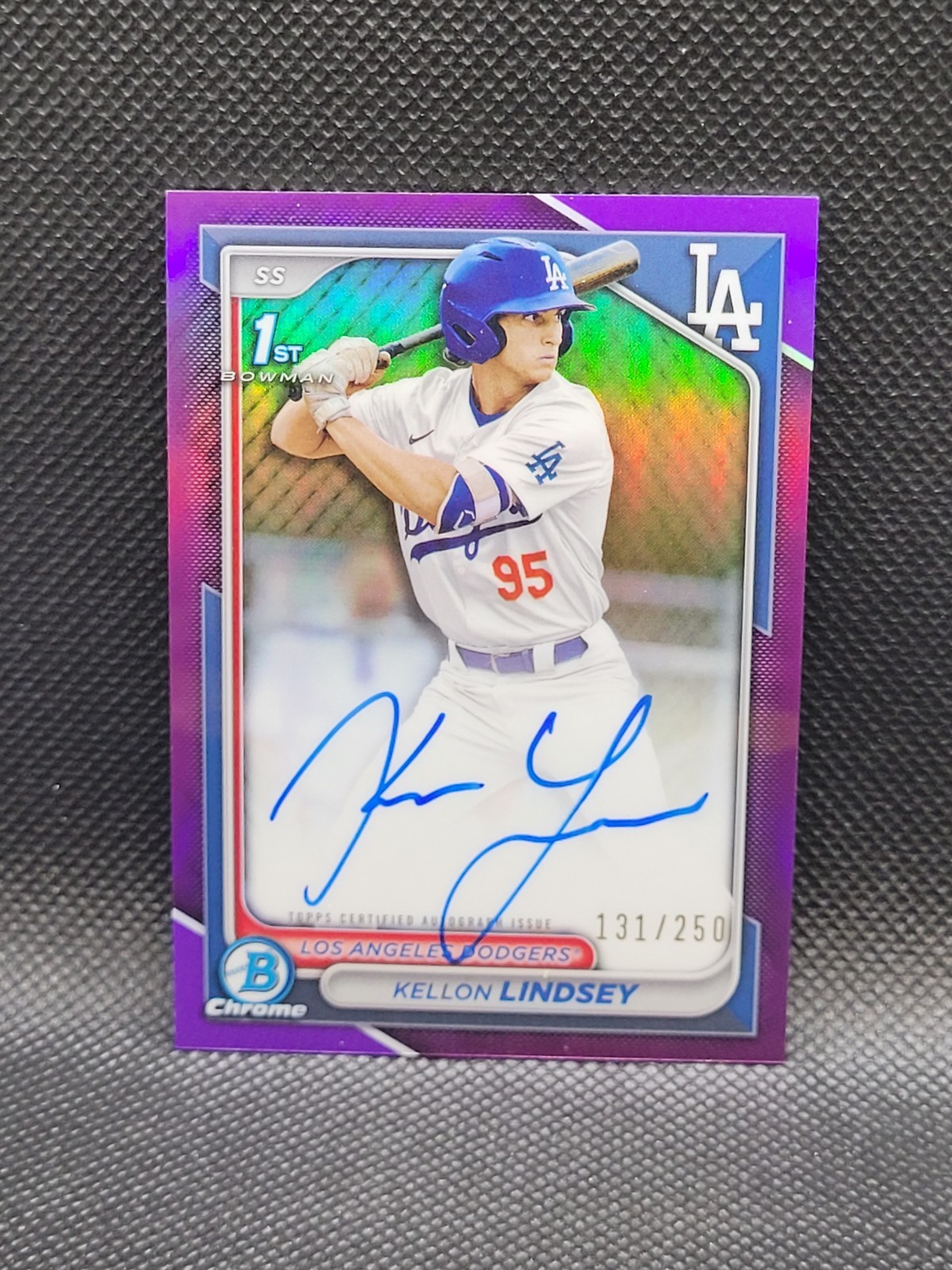 2024 Bowman Chrome Draft KELLON LINDSEY purple refractor auto 131/250 - RC - 1st