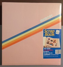 Vintage Woolworth Memory Scrapbook - Pink w/ Rainbow - 60 Pages 30 Sheets NOS