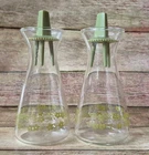 Vintage Pyrex Salt And Pepper Shakers Spring Blossom Green/Crazy Daisy Pattern