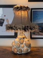 Seashell Table Lamp Coastal Kitsch Vintage Style Statement Light