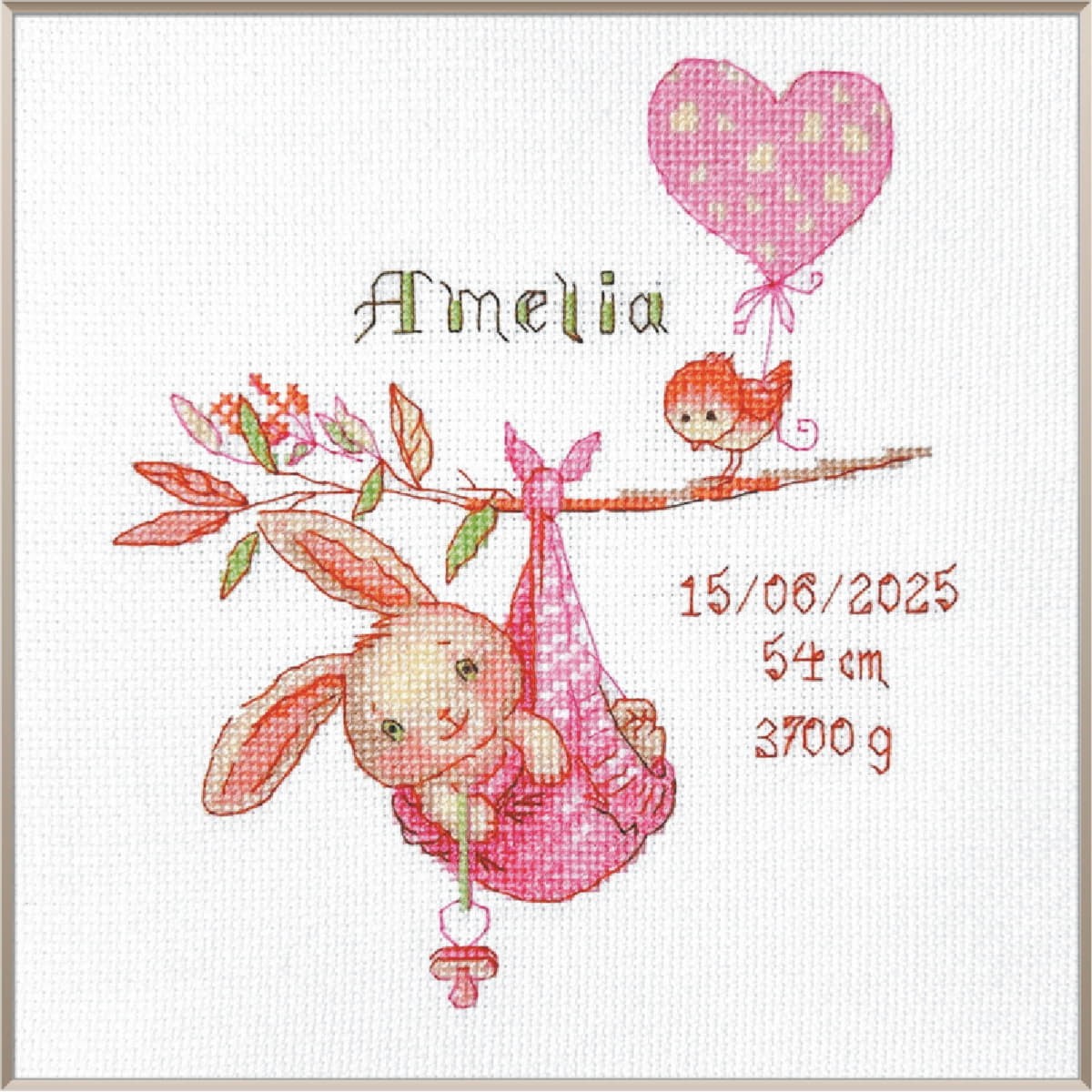 Aine counted cross stitch kit ""Girl Birth Sampler after Olga Novitskaya Painting