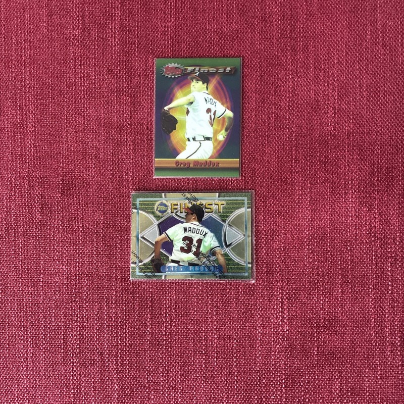 2 Greg Maddux Topps Finest Cards: 1994 #209-1995 #213 With/Coating  Braves  MINT