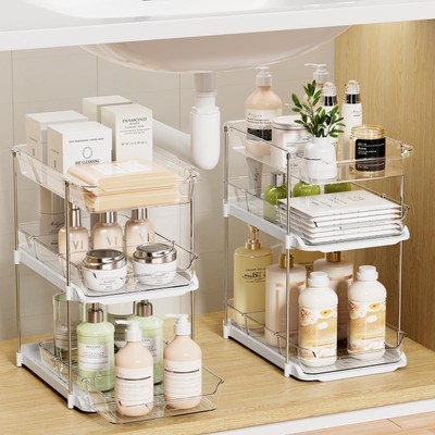 Pack Bathroom Organizers and Storage, 3-Tier Stackable Under Sink Storage 