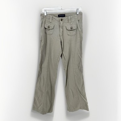 Womens Aeropostale Khaki Pale Green Low Rise Boot Cut Flare Pants Size 2 Y2K