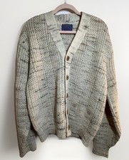 Pendleton 60's Wool Cardigan Cable Knit Buttoned Beige Sweater Size Medium