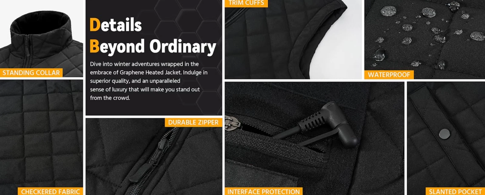 Graphene Heated Vest for Men 7.4V Fast Charge Large Capacity Battery M-size π₯ - product detail image 2