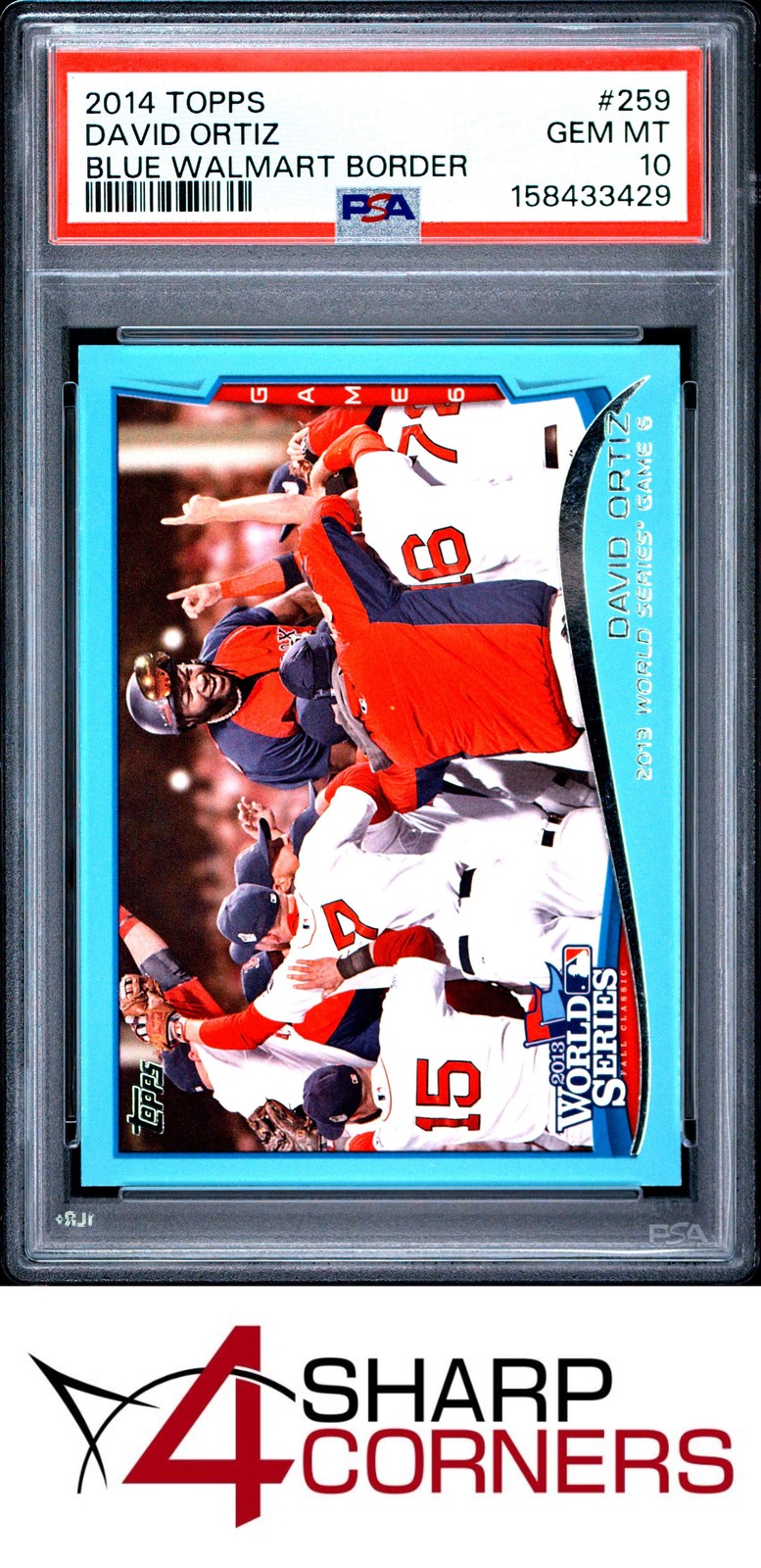 2014 TOPPS #259 DAVID ORTIZ HOF BLUE WALMART BORDER POP 3 PSA 10 view 1