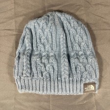The North Face Cable Knit Beanie Hat Blue Wool Blend One Size Winter