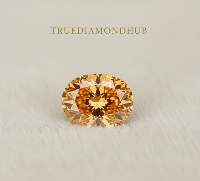AAA+ 2 Ct  Orange Color Oval Cut D Grade VVS1 Lab Grown Certified Diamond