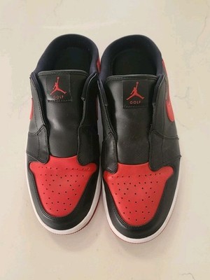 USED Men's Size 10 Nike Air Jordan 1 Mule Golf Bred Black Red