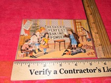 VICTORIAN TRADE CARD FROM HECKERS PERFECT BAKING POWDER WITH KIDS PLAYING
