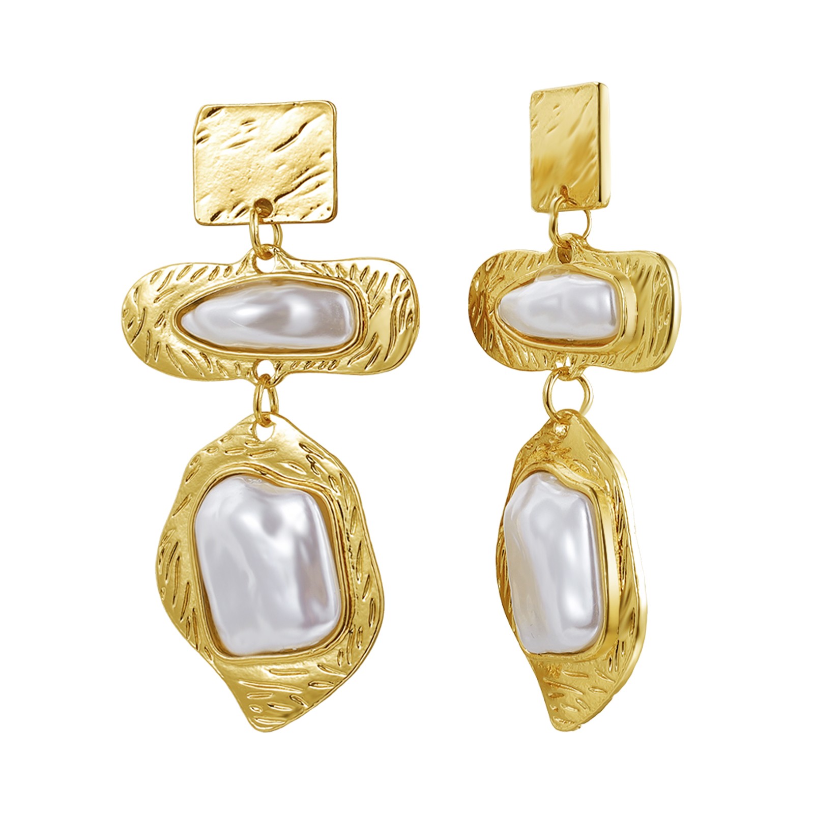 Women's Bohemian Elegant Irregular Pearl Pendant Stud Earrings for Daily Wear