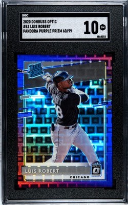 2020 Donruss Optic #62 Luis Robert RC SGC 10 Gem Mint Purple Pandora Prizm /99