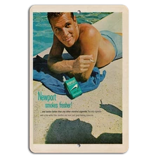 Vintage Newport Cigarettes Poolside Relaxation Sign