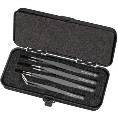 Wiha 32349, SMD Tweezers Set Professional ESD Mixed 4-Piece
