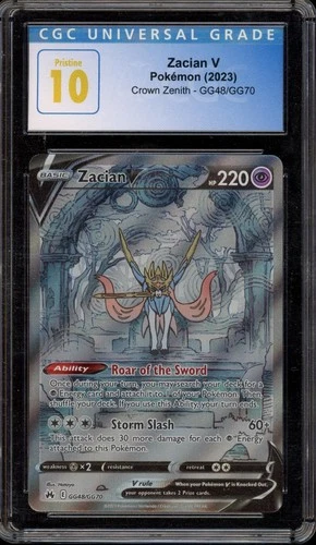 Pokemon Zacian V Crown Zenith GG48/GG70 Galarian Gallery Holo CGC 10 Pristine