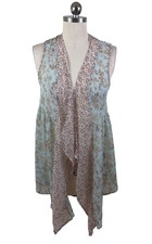 Band of Gypsies Kimono Duster Womens S/M Blue Ditsy Floral Boho Western Chic