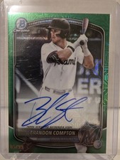2025 Bowman Draft, Brandon Compton, Mega Box Auto, Green Refractor, serial...