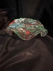 Vintage Murano Art Glass Candy Dish with Silver Flakes - Clam Shape