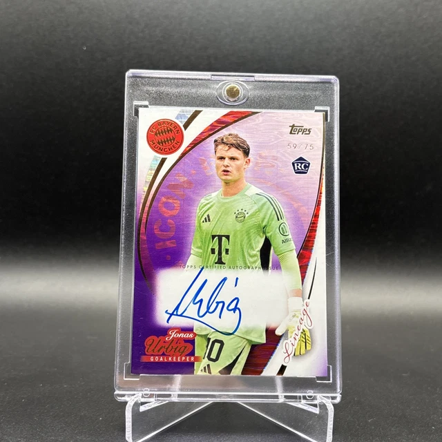 25/26 Topps Lineage FC Bayern Jonas Urbig IA-JU First On Card Auto /75 Purple RC