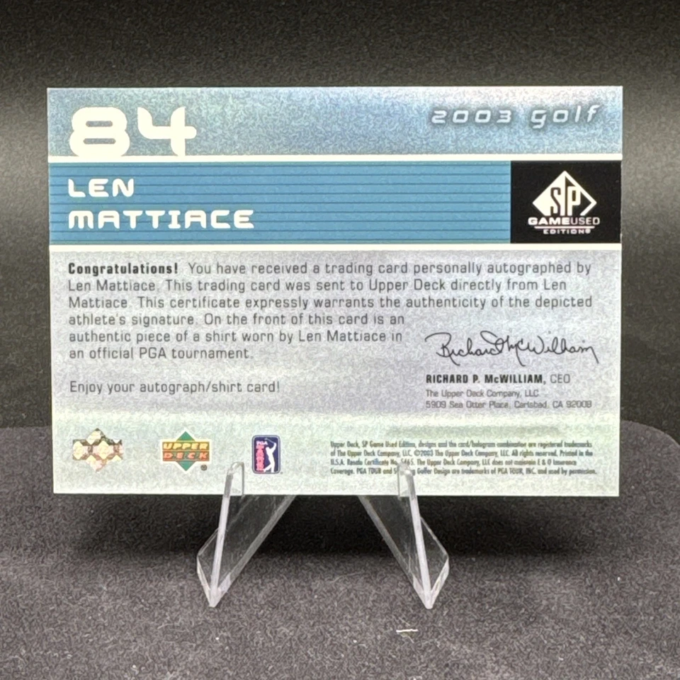 2003 SP Game Used Edition - First Tee Len Mattiace #84 /250 (AU, MEM, RC) - Image 2 of 2