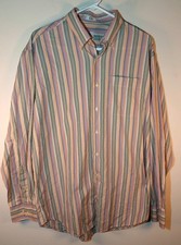 Peter Millar Men's Long Sleeve Shirt Large Striped Multicolor Button Down Casual