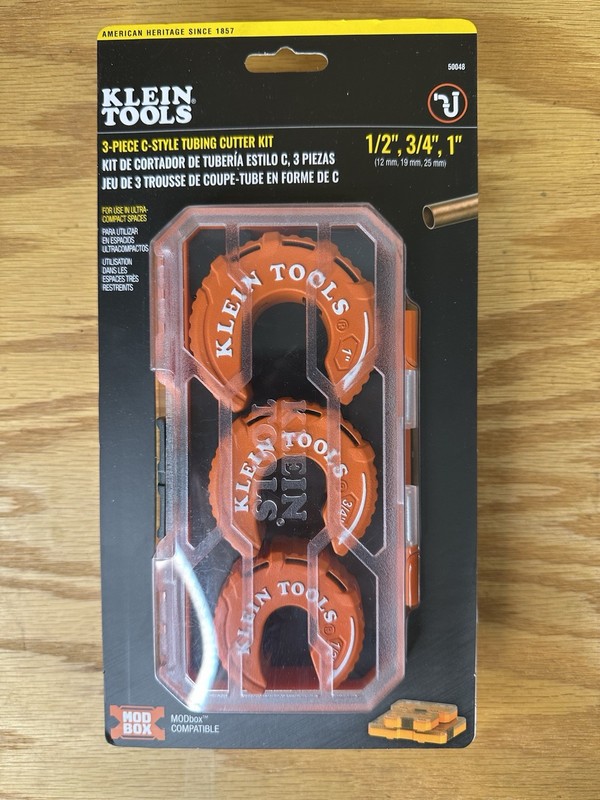 Klein 50048 C-Style Copper Tubing Cutter Set 3-Piece (NEW SEALED)