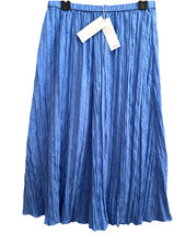 Eileen Fisher Crushed Pleated Silk Flared Skirt Midi Ultramarine M NWT 198