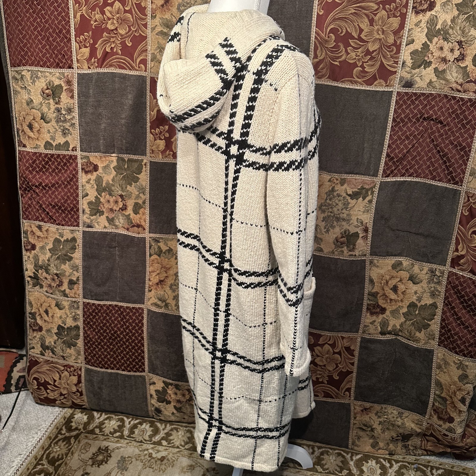 Lauren Ralph Lauren Hand Knit Cardigan Sweater Coat Women’s Medium Beige Wool image 10