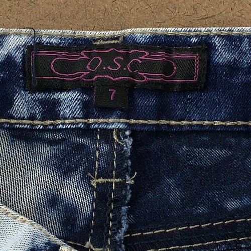 OSC Girls Size 7 Bleach Splash Acid Wash Denim Cuffed Jean Shorts NWT - Picture 2 of 6