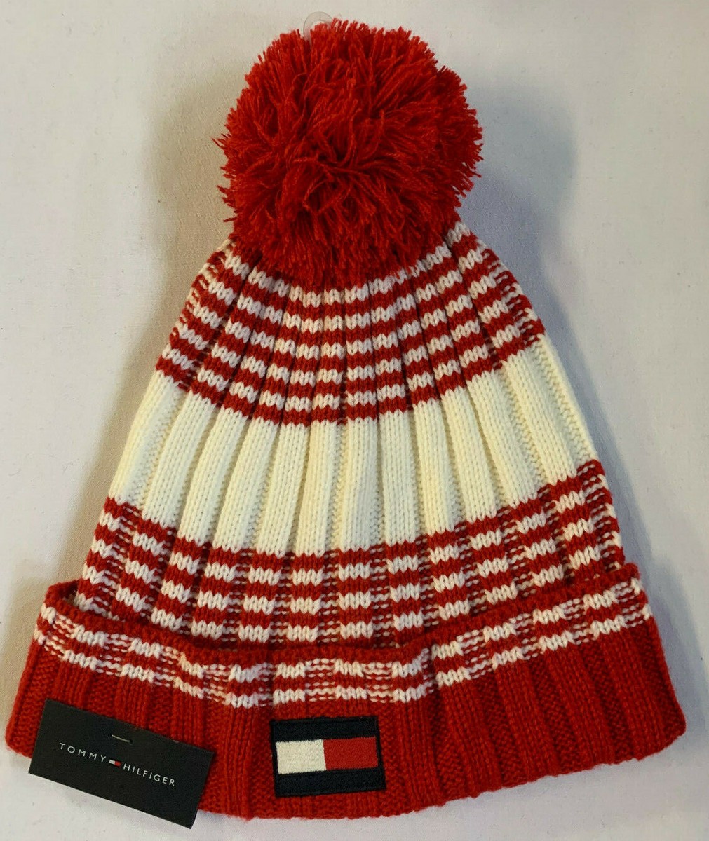TOMMY HILFIGER UNISEX ONE SIZE SKI PATROL RED WHITE STRIPE HAT
