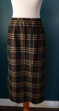 Vintage Sag Harbor Tartan Wool Plaid Dark Academia Preppy Long Pencil Skirt 10P