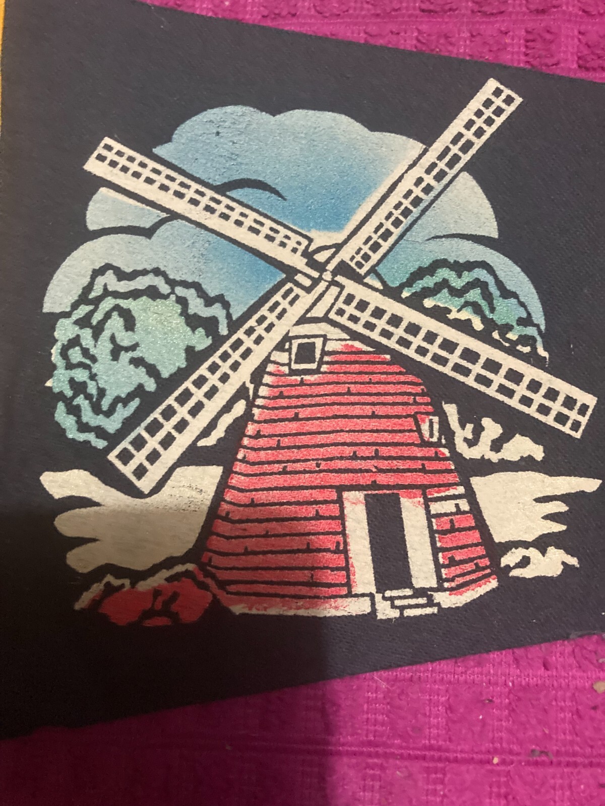 RARE Vintage Kenmare ND North Dakota Pennant BANNER Flag WINDMILL