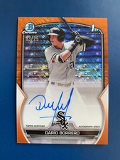 2023 Bowman Chrome DARIO BORRERO Orange Shimmer Refractor AUTO /25 WHITE SOX